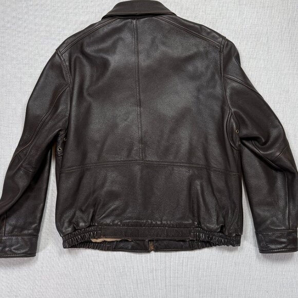 Vintage Columbia Leather Bomber Jacket Brown Zip Front Pockets Lined Size XL - Picture 2 of 16